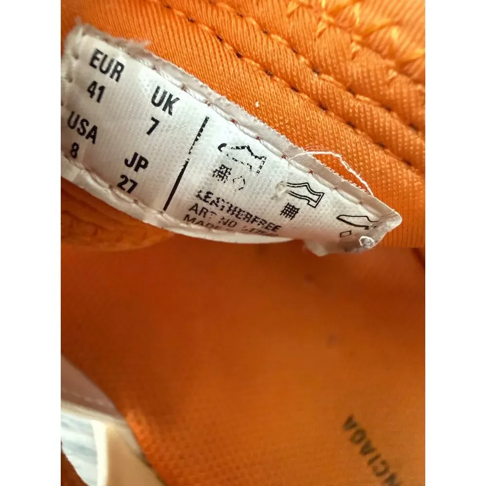 Balenciaga Men's Sport Sandals White/Orange Leather Hook & Loop Logo Sz 8
